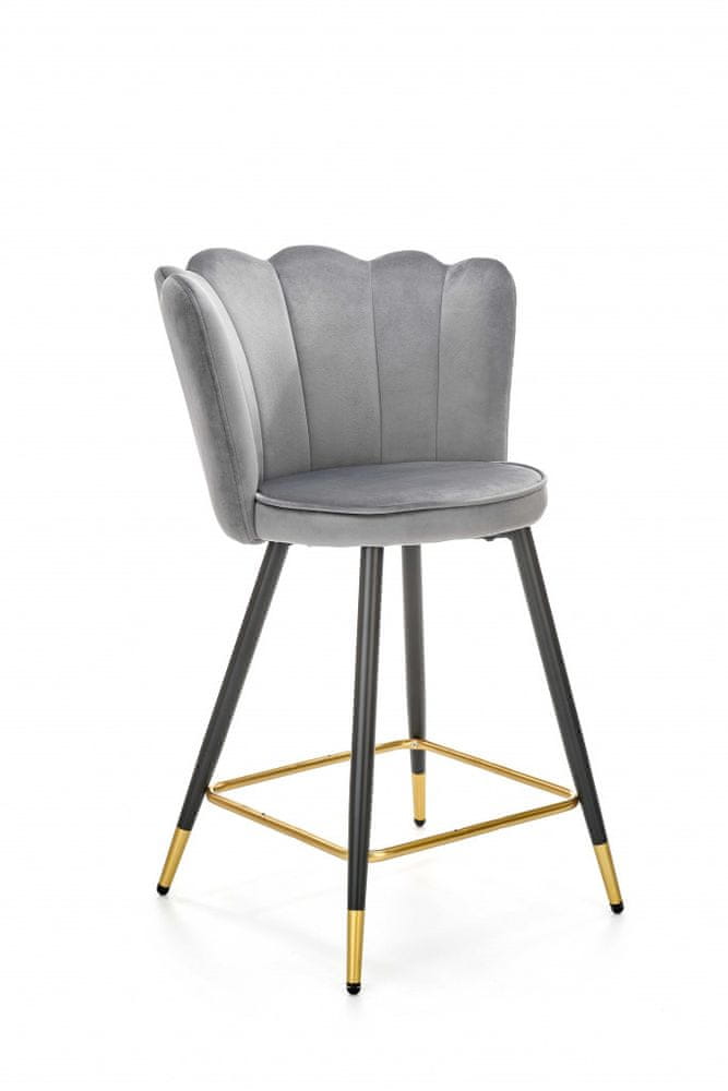 Halmar Barová stolička H106, sivá, zamat / kov